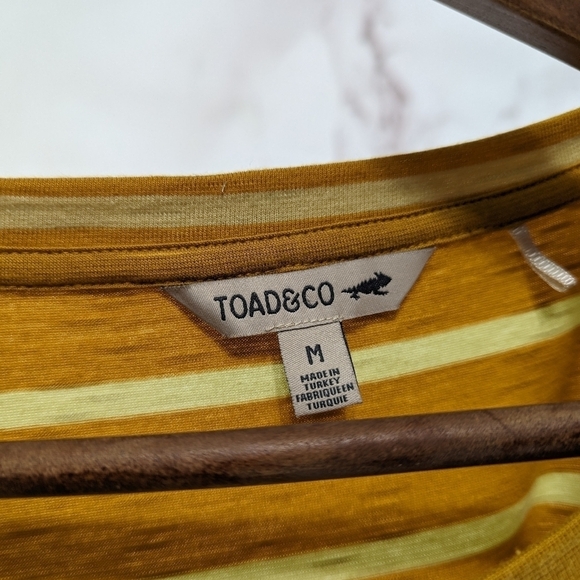 Toad & Co Dress Womens Medium Yellow Stripe Mini Organic Windmere II Pockets - Picture 3 of 10